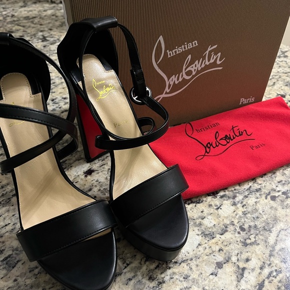 🖤 Black Strappy Heels Sandals ❤️ 39 - Picture 5 of 11